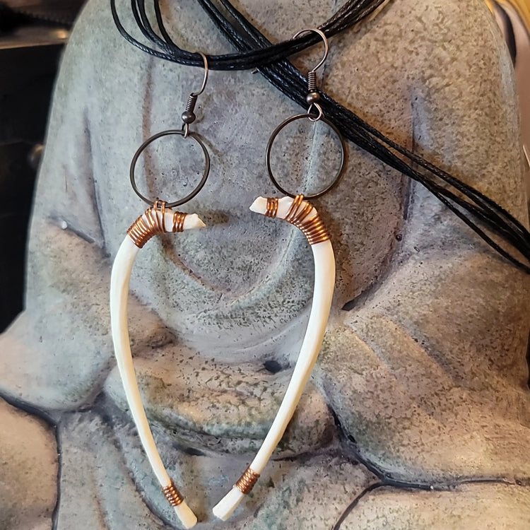 Opossum rib bone earrings - Wild Raven
