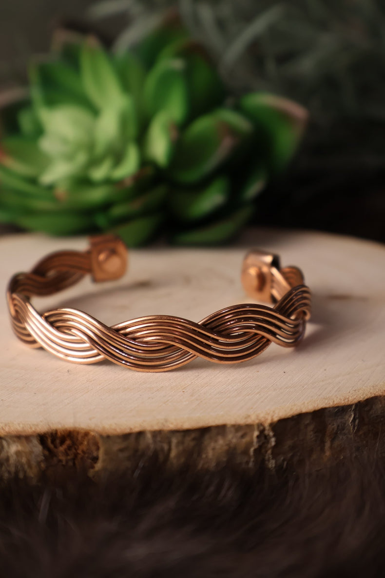 Pure Copper Cuff Bracelet | Multiwire Braided