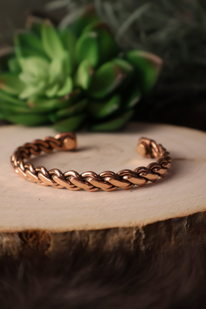 Pure Copper Cuff Bracelet | Twisted Chain