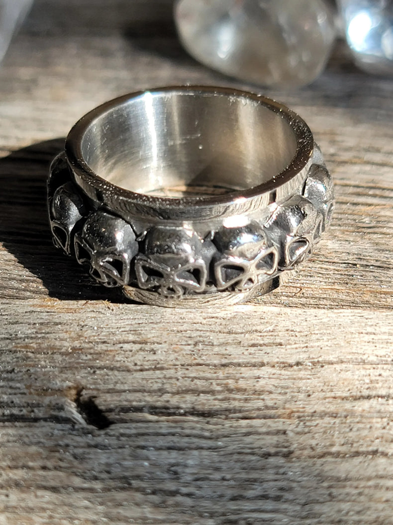 Rotatable Skull Stainless Steel Ring