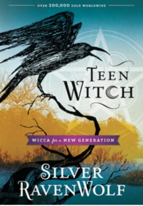 Teen Witch book cover with a black raven, mystical background, and metaphysical themes