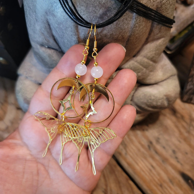 Rose Quartz Earrings - Wild Raven