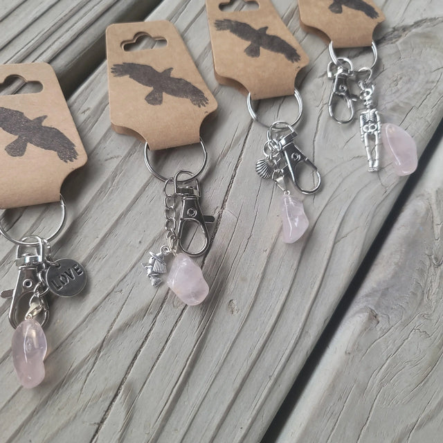 Rose quartz Keychain - Wild Raven