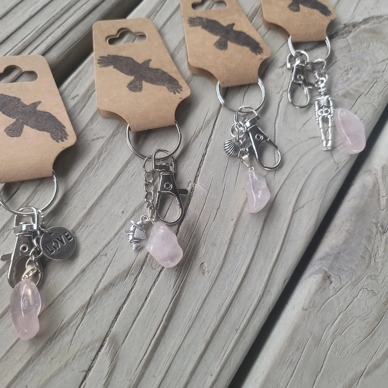 Rose quartz Keychain - Wild Raven