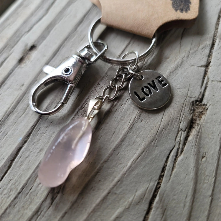 Rose quartz Keychain - Wild Raven