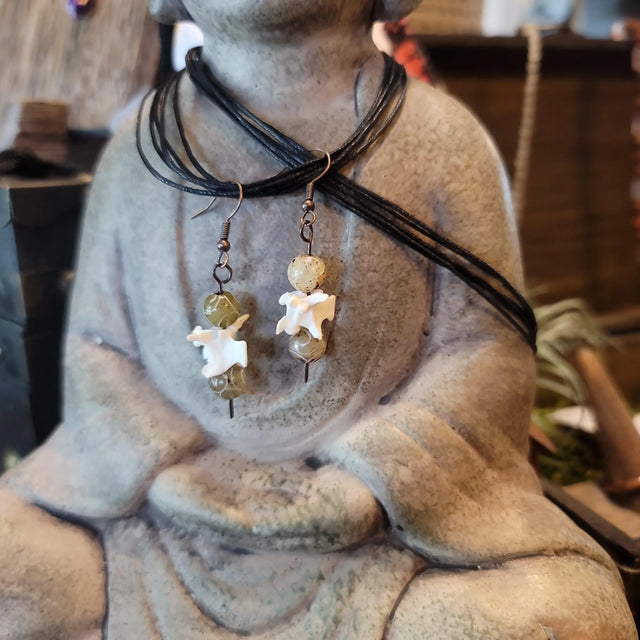 Snake Earrings with Carved Agate - Wild Raven