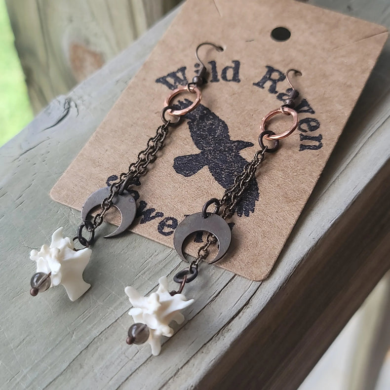 Snake Earrings with Smokey Quartz - Wild Raven