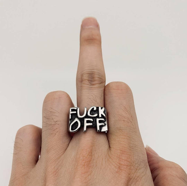 Stainless steel steel ring - F*CK OFF - Wild Raven