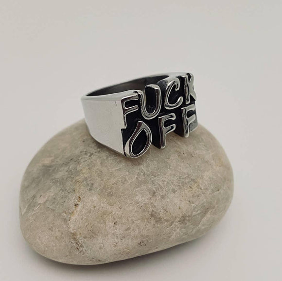 Stainless steel steel ring - F*CK OFF - Wild Raven