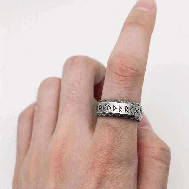 Stainless steel steel ring - Runes size 9 - Wild Raven