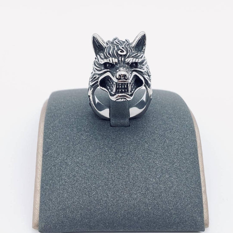 Stainless steel steel ring - Wolf size 10 - Wild Raven