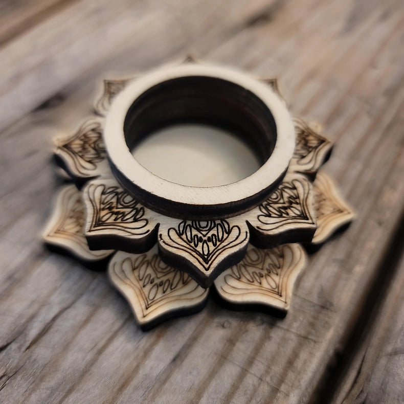 Wood Sphere Base - lotus - Wild Raven