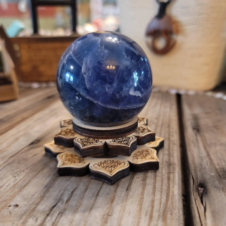 Wood Sphere Base - lotus - Wild Raven