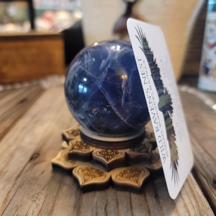 Wood Sphere Base - lotus - Wild Raven