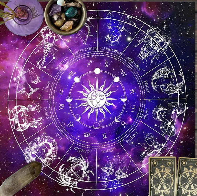 zodiac stars altar cloth available at Wild Raven’s Nest in Terrell, TX