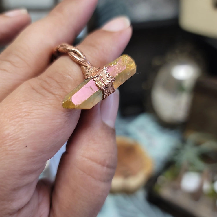 10.5 Sunshine Aura Quartz ring - Wild Raven