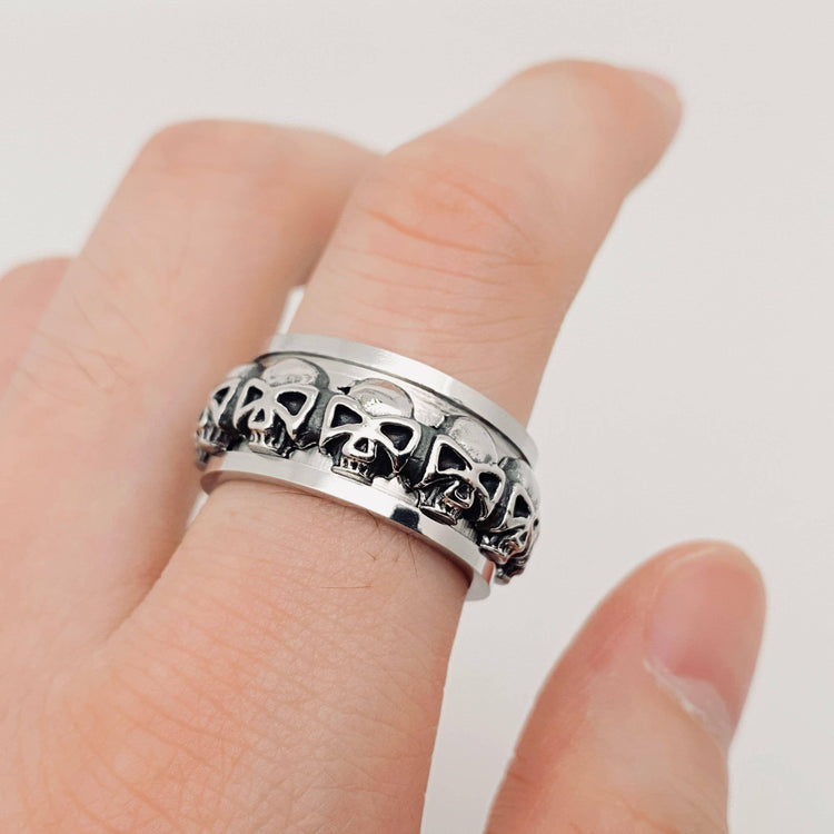 Rotatable Skull Stainless Steel Ring
