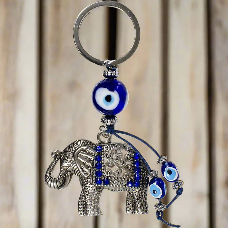 Evil Eye Talisman Key Ring - Elephant w/ Gems