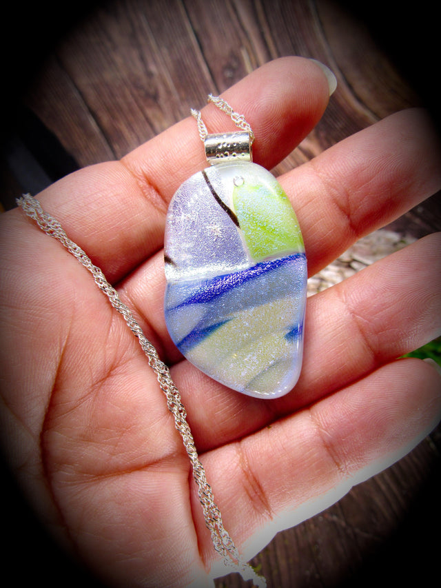 Dichroic Fused Glass Pendant - Wild Raven