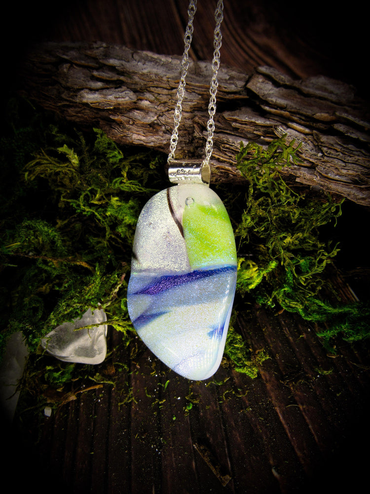Dichroic Fused Glass Pendant - Wild Raven