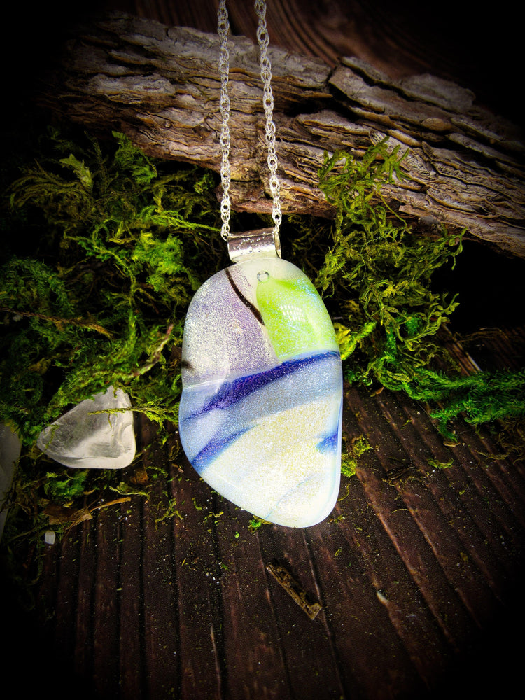 Dichroic Fused Glass Pendant - Wild Raven