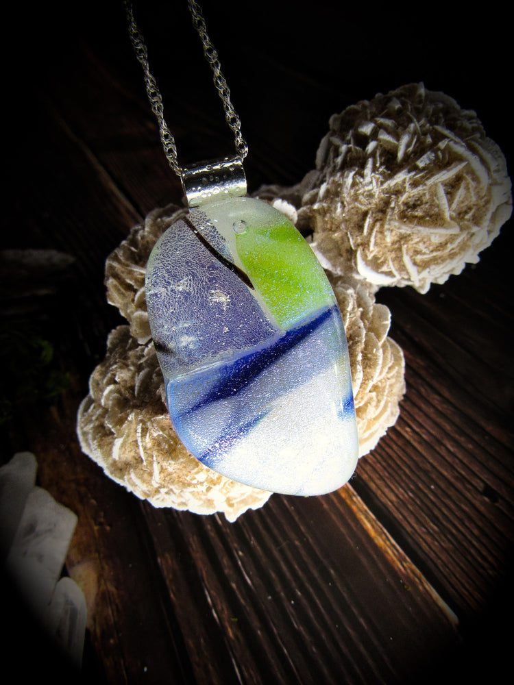 Dichroic Fused Glass Pendant - Wild Raven