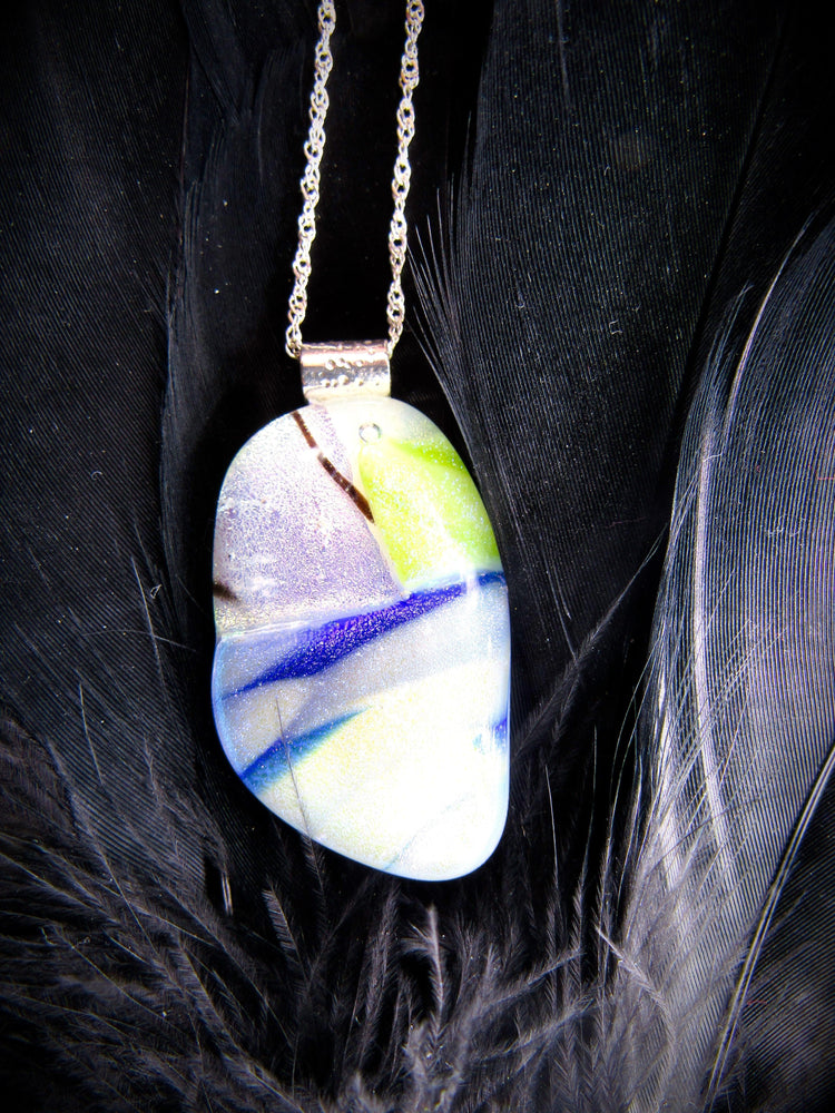 Dichroic Fused Glass Pendant - Wild Raven