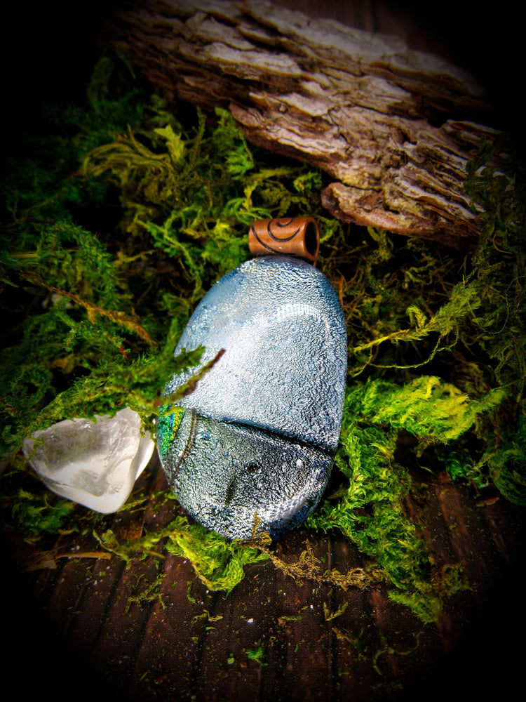 Dichroic Fused Glass with copper Pendant - Wild Raven