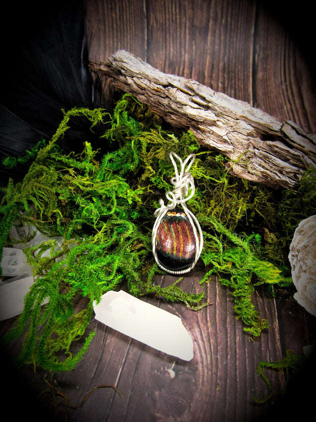 Dichroic Glass in Silver Pendant - Wild Raven