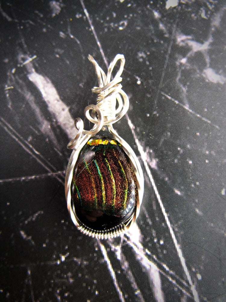 Dichroic Glass in Silver Pendant - Wild Raven
