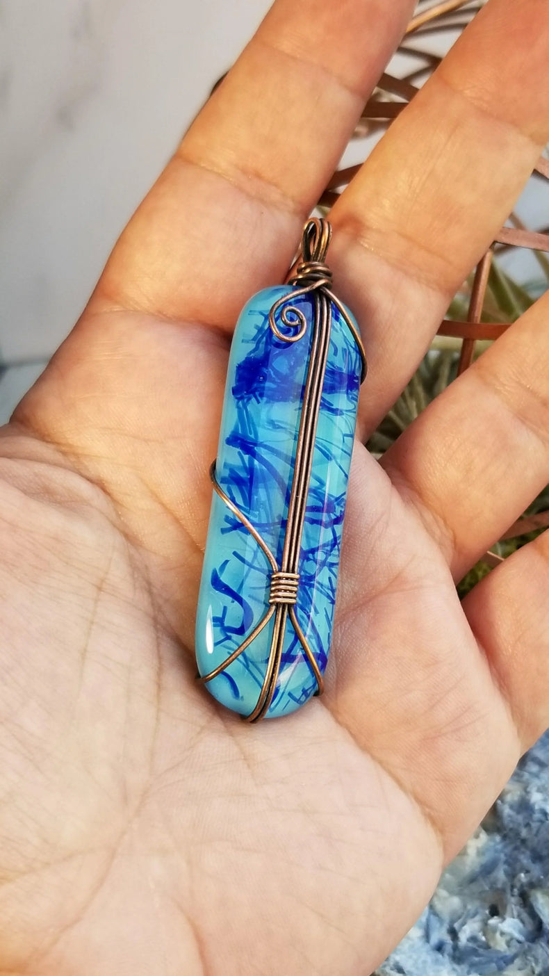Fused Glass Pendant - Wild Raven