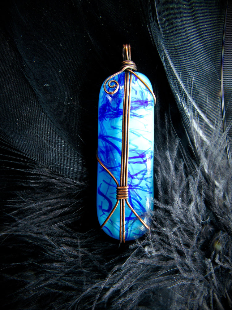 Fused Glass Pendant - Wild Raven