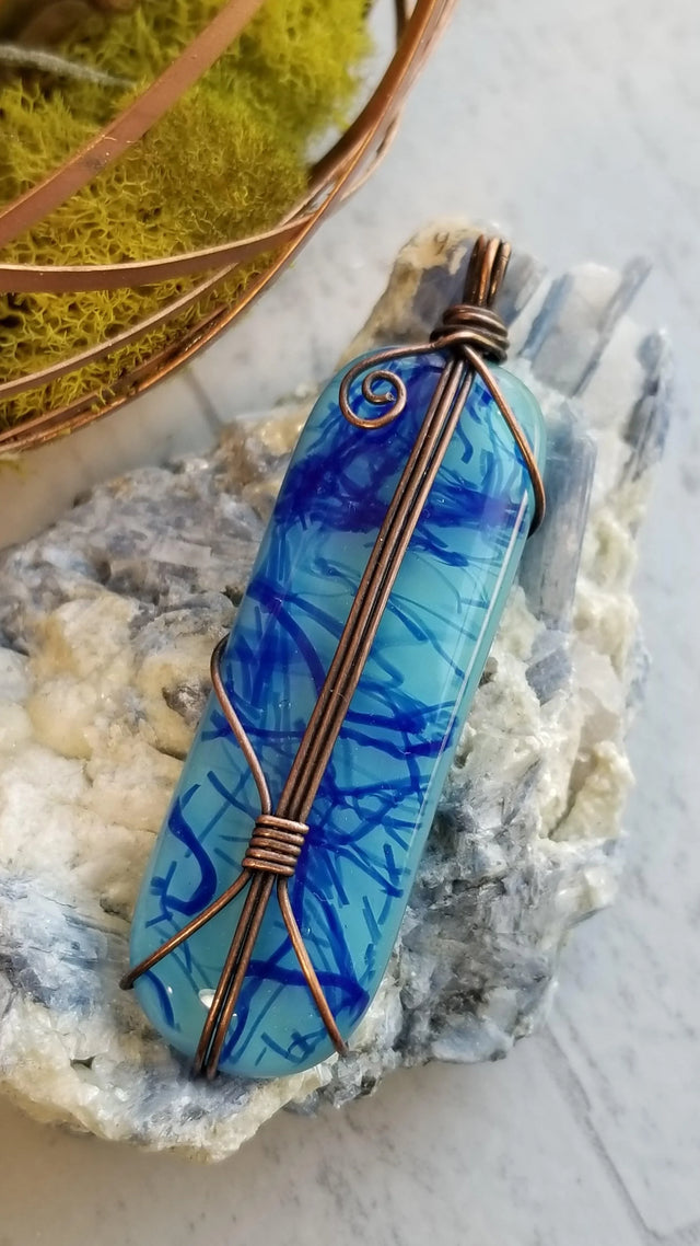 Fused Glass Pendant - Wild Raven