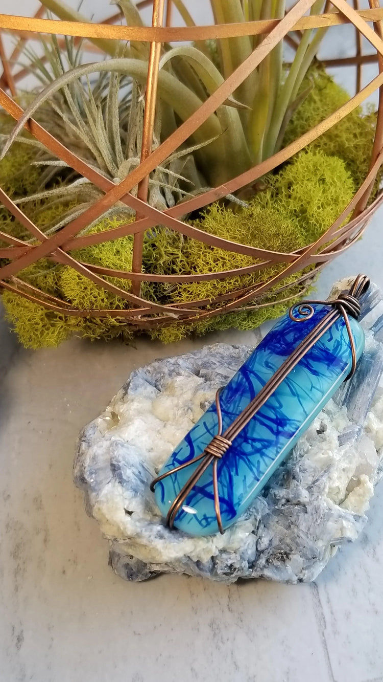 Fused Glass Pendant - Wild Raven