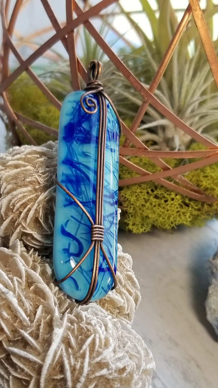 Fused Glass Pendant - Wild Raven