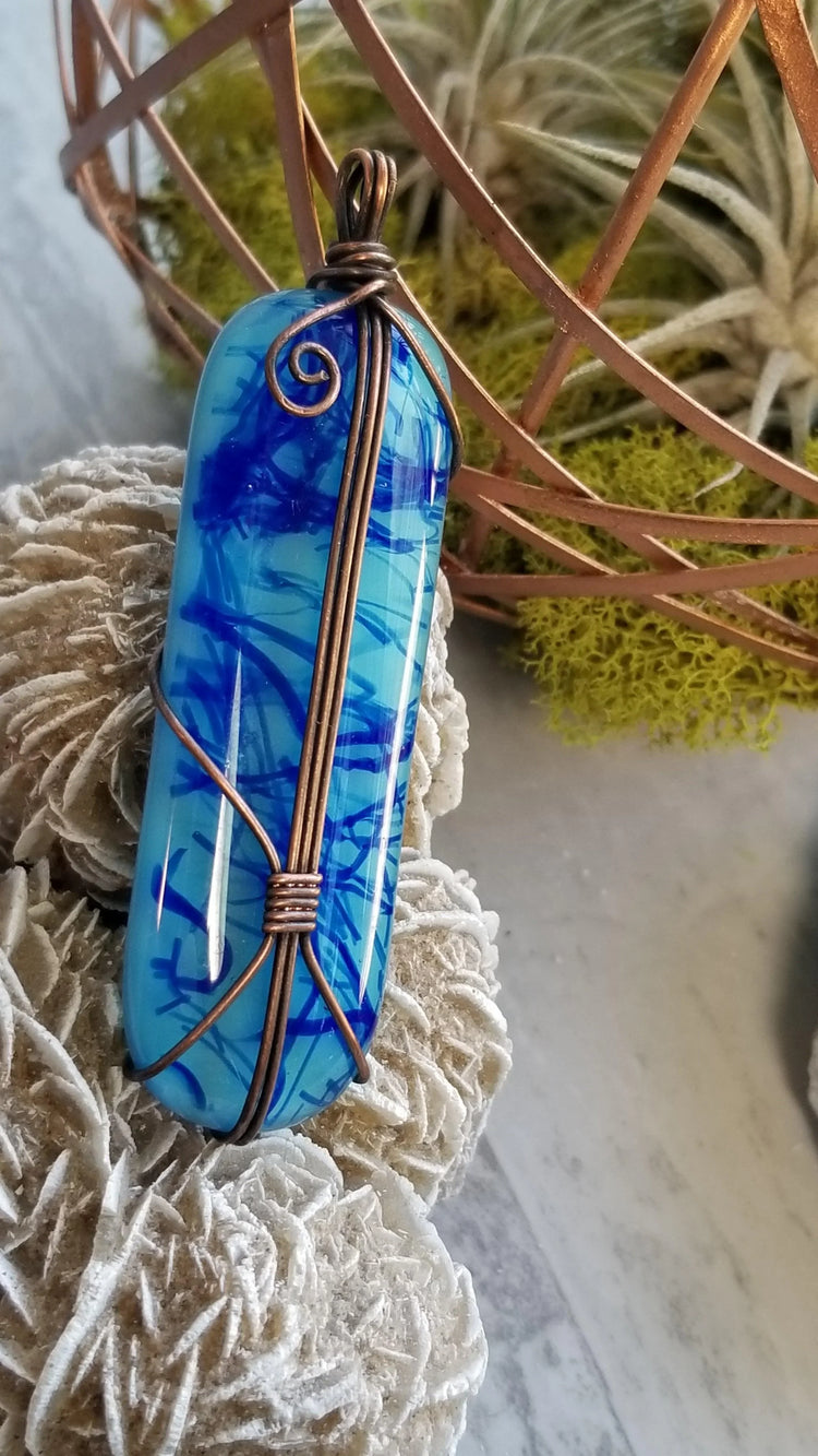 Fused Glass Pendant - Wild Raven