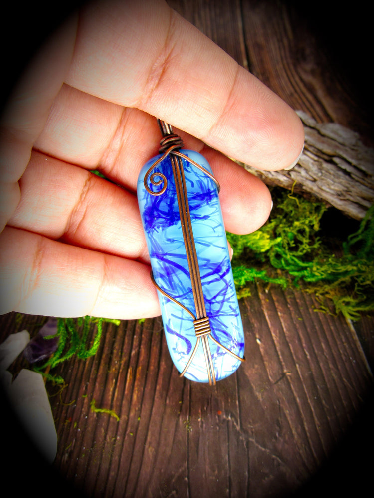 Fused Glass Pendant - Wild Raven