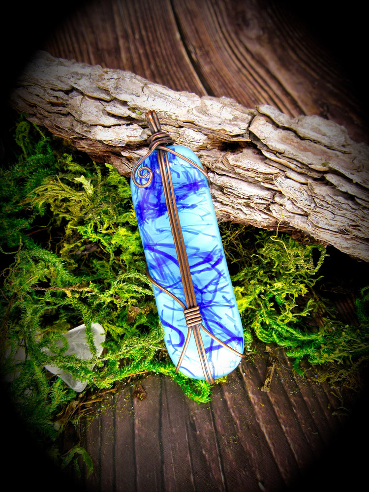 Fused Glass Pendant - Wild Raven