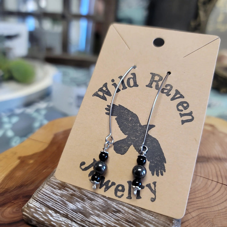 Hematite - Obsidian Stainless earrings - Wild Raven