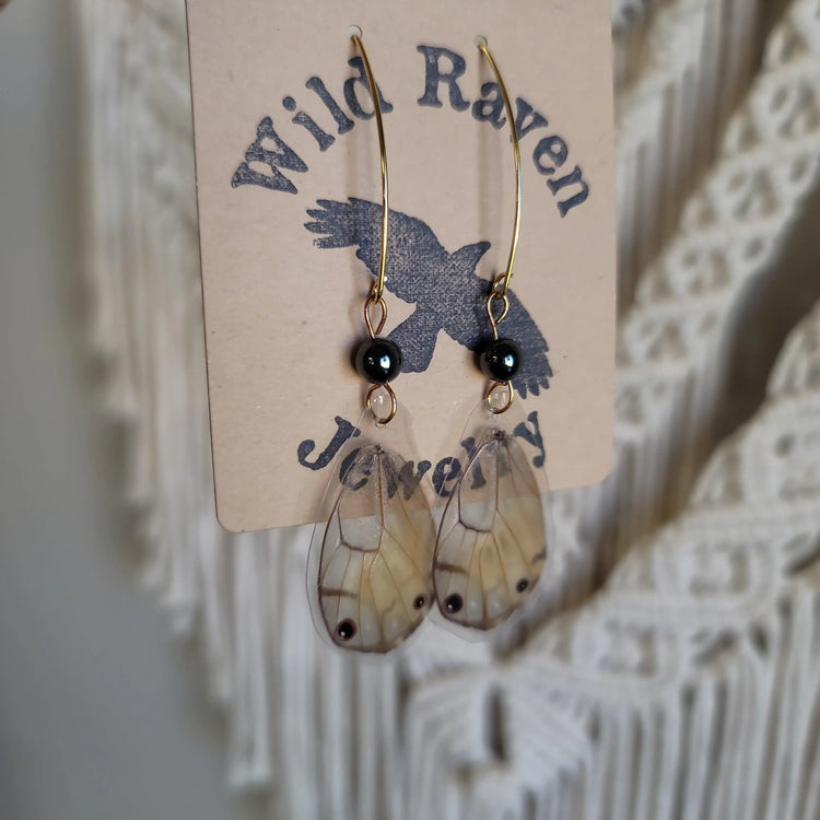 Moth - hematite 18k earrings - Wild Raven