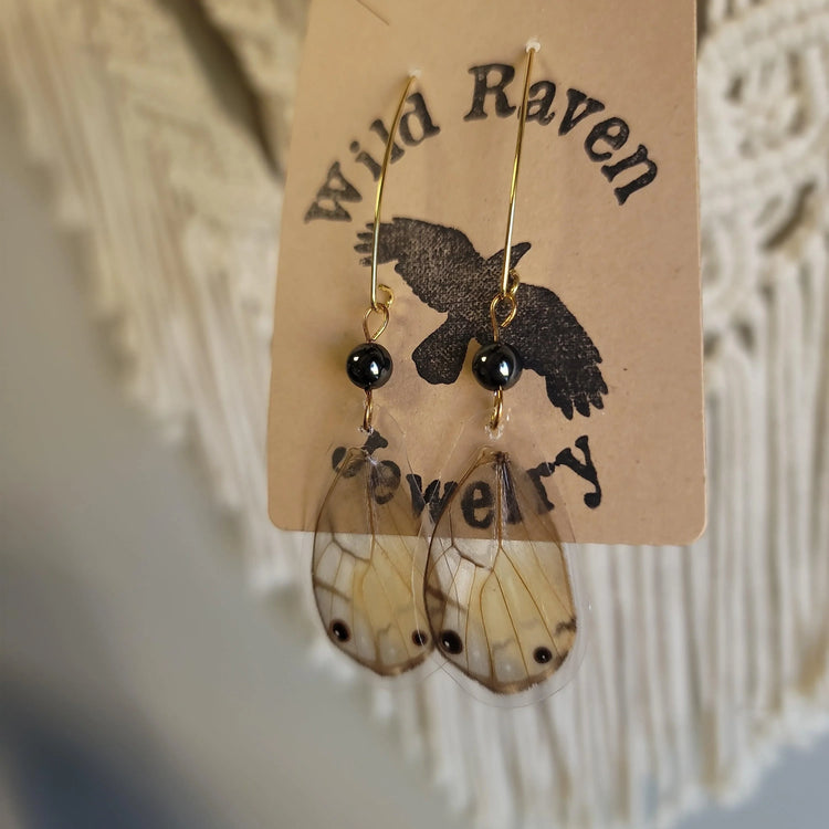 Moth - hematite 18k earrings - Wild Raven