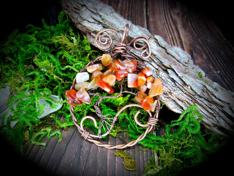 Red Eye Agate Tree of life Pendant - Wild Raven
