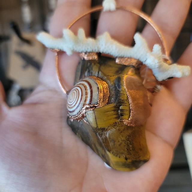 Tigers Eye/Coral/Shell Necklace - Wild Raven