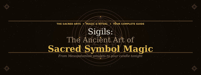Sacred symbol magic sigil on dark background with geometric lines and mystical stars