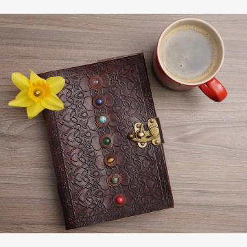 Handmade Embossed Stone Leather Diary 9x6 Inch