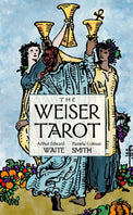 Weiser Tarot deck cover with three women holding golden cups, colorful fruits, and blue sky