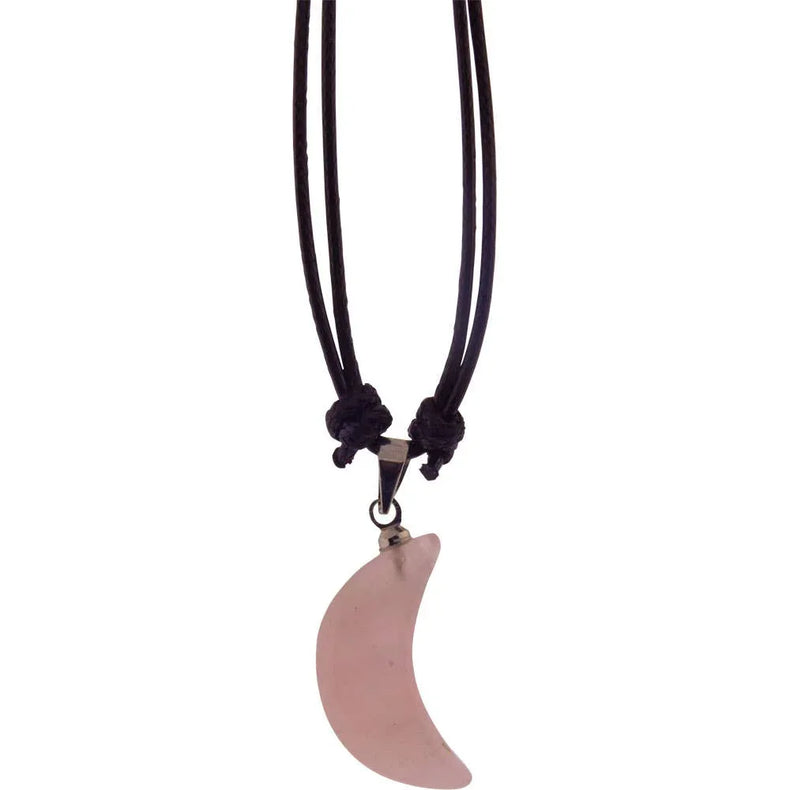 Gemstone Moon Necklace - Rose Quartz