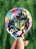 Baba Yaga Rainbow Maker suncatcher decal, the Forest Witch hut on rainbow prismatic vinyl