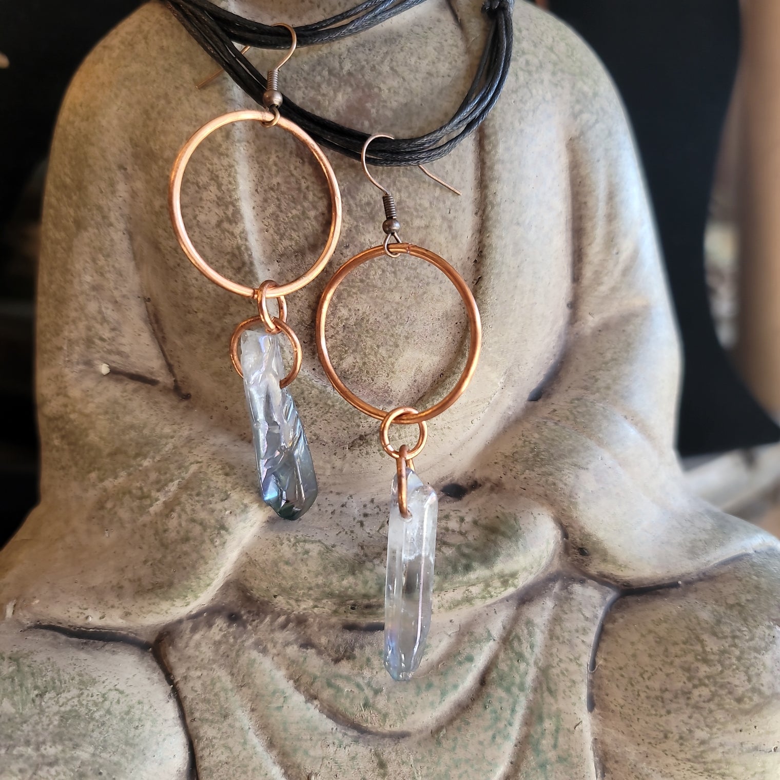 Smoky Aura Quartz Earrings