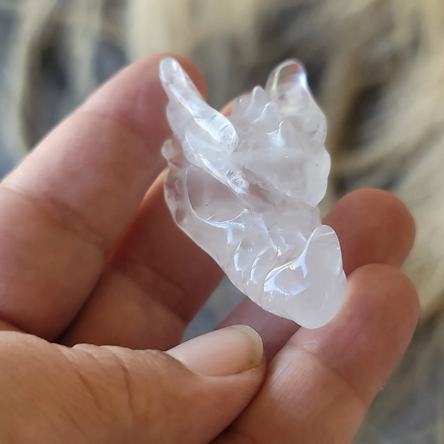 Quartz Dragon Skull Mini